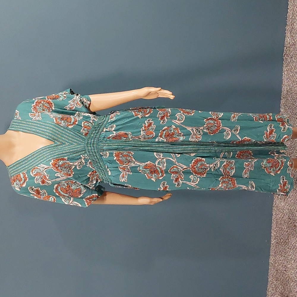 NWT Knox Rose Womens Long Kimono Dress Green Size Small